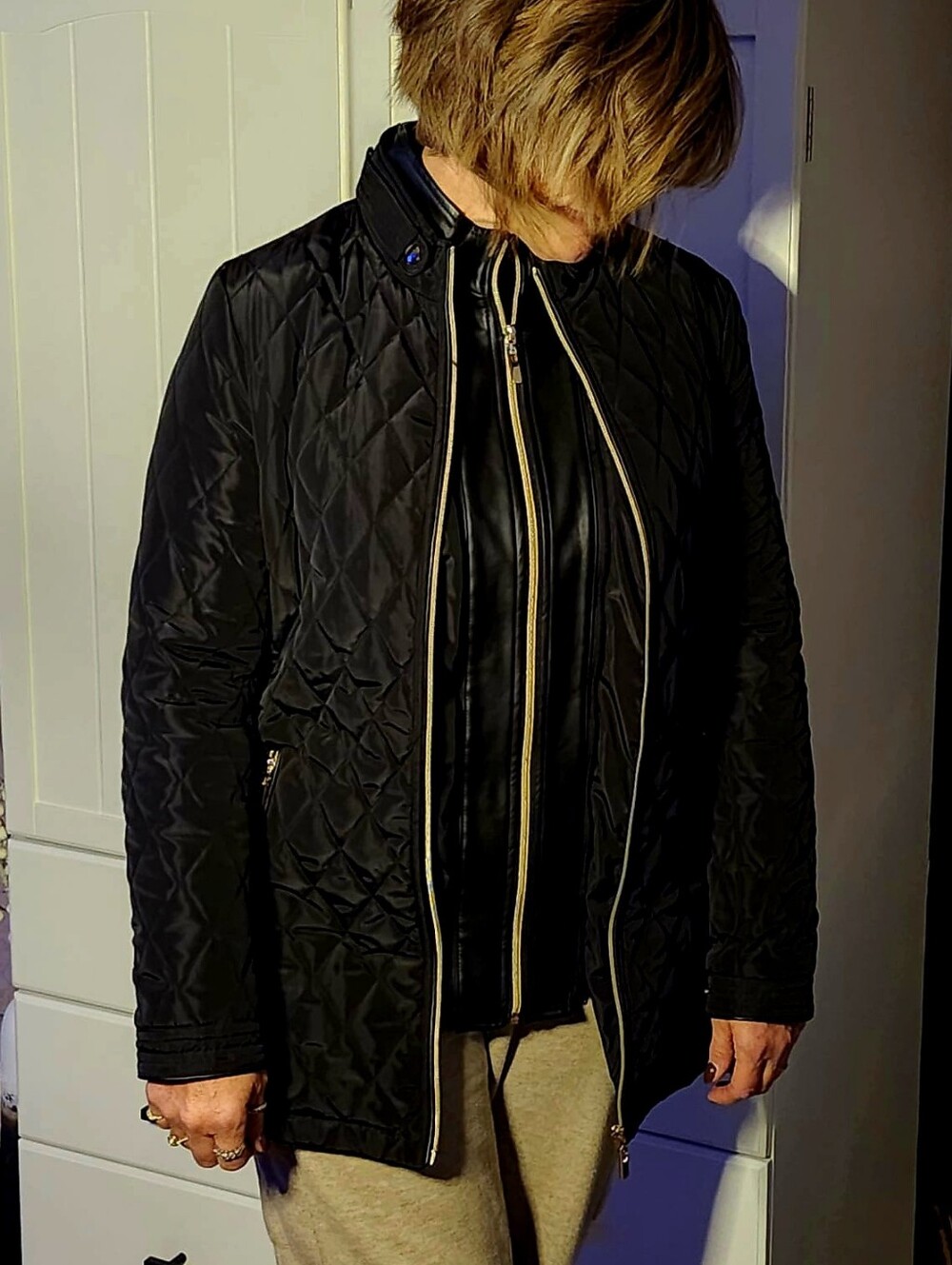 NESS Women’s Quilted Black Jacket with Double Zip Front & Pockets S